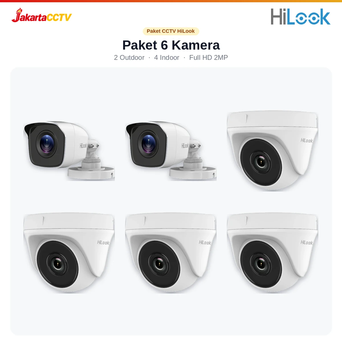 Paket CCTV HiLook 6 Kamera 2MP