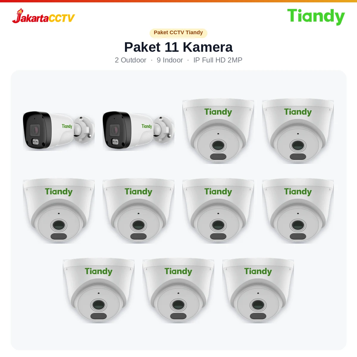 Paket CCTV Tiandy 11 Kamera 2MP