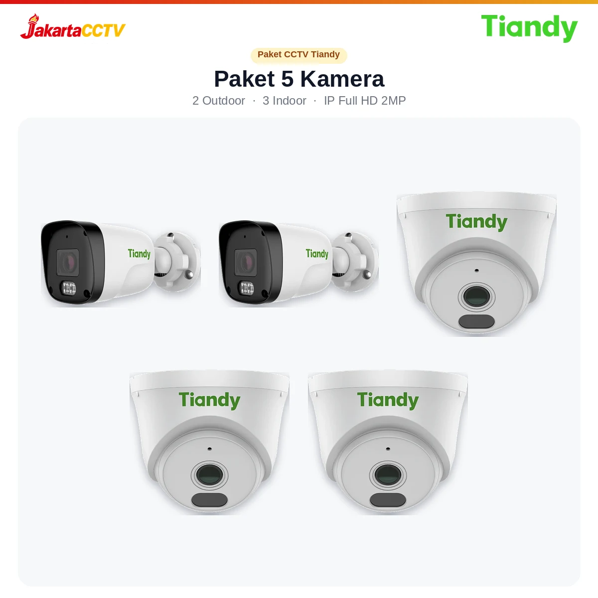 Paket CCTV Tiandy 5 Kamera 2MP