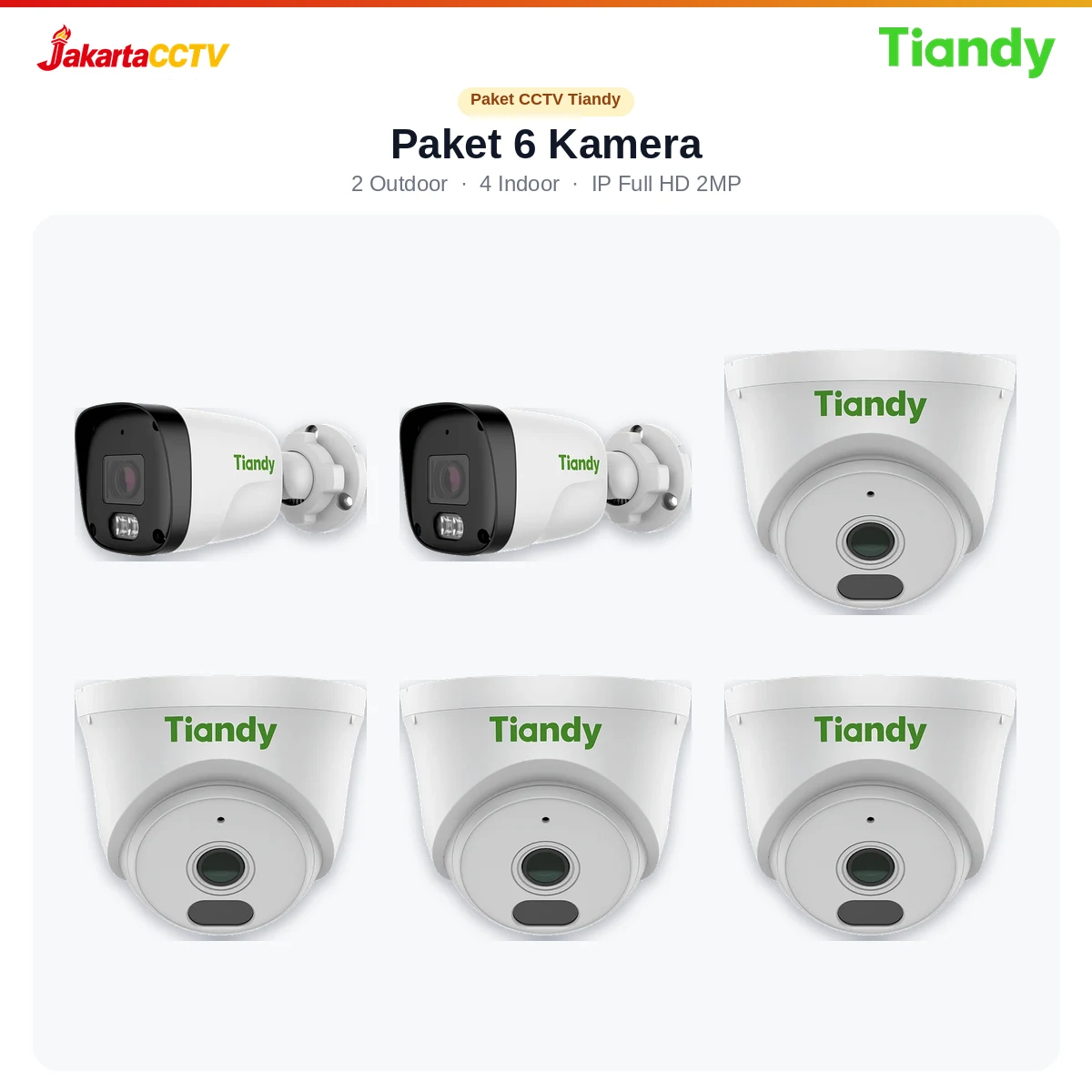 Paket CCTV Tiandy 6 Kamera 2MP
