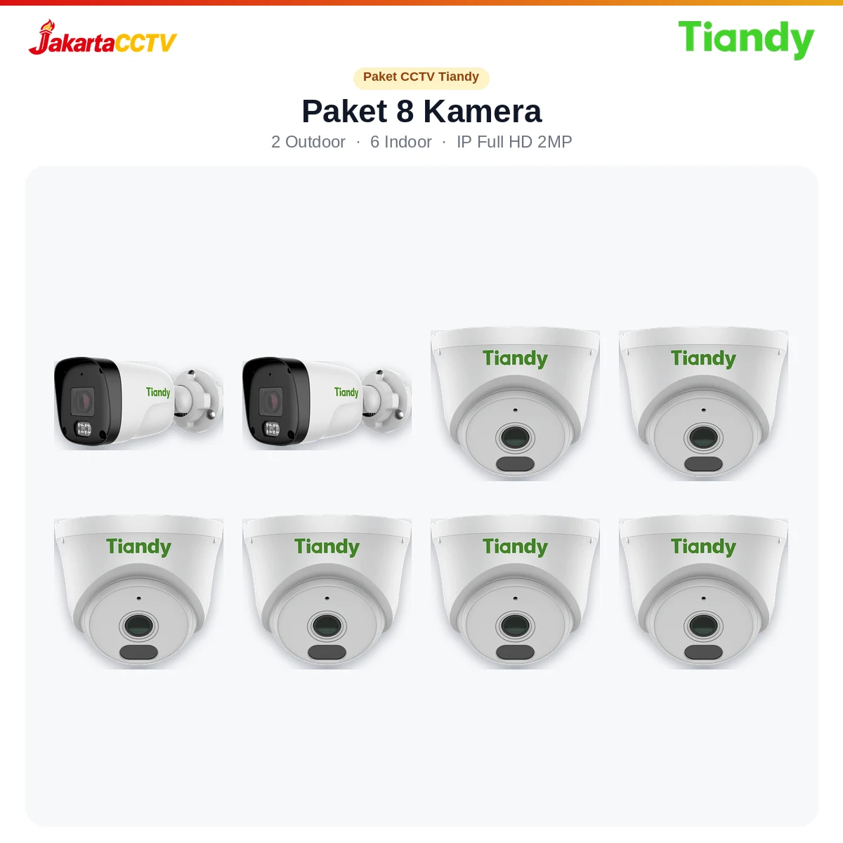 Paket CCTV Tiandy 8 Kamera 2MP
