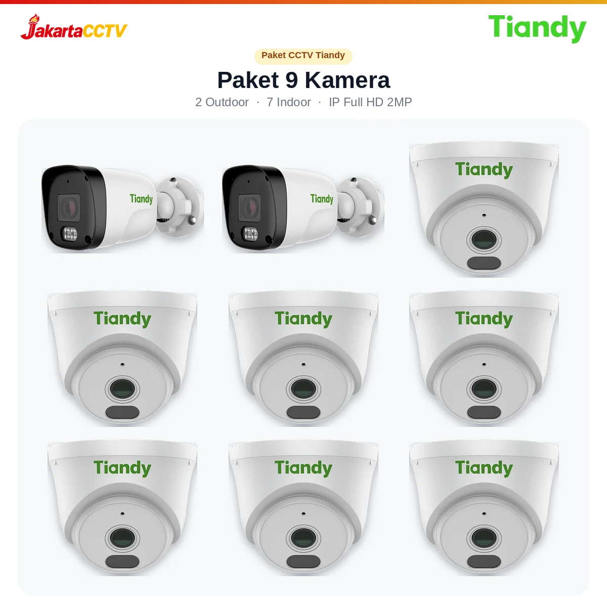 Paket CCTV Tiandy 9 Kamera 2MP
