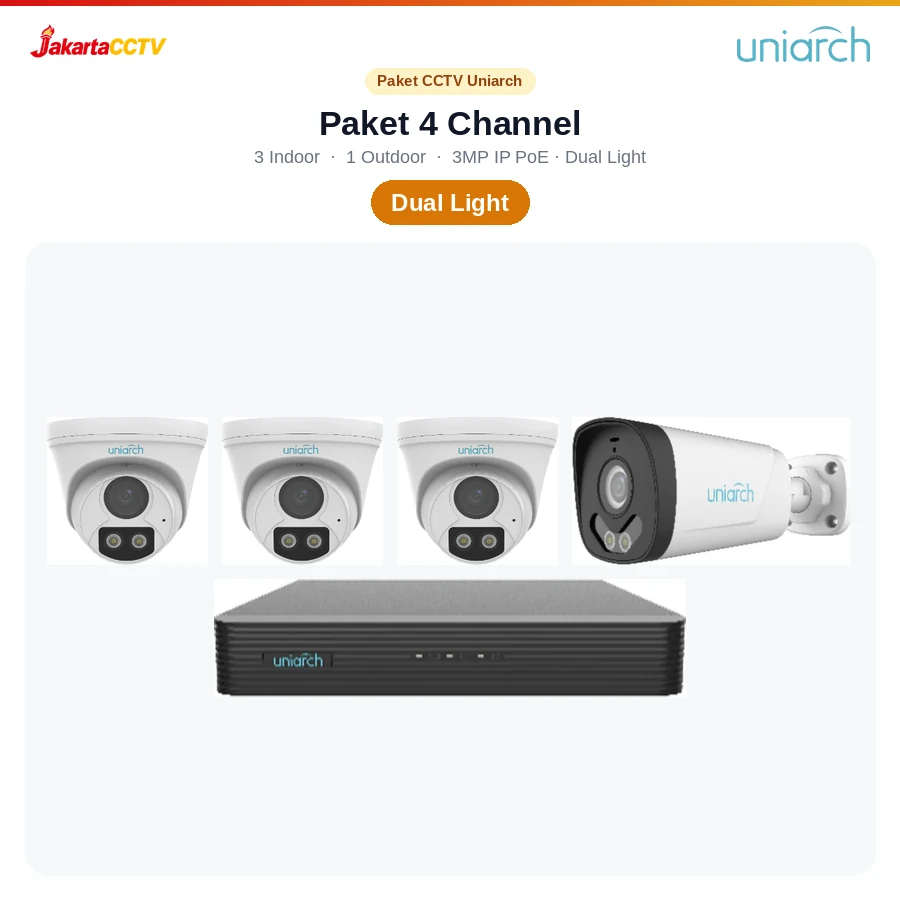 Paket CCTV Uniarch Dual Light 4 Channel