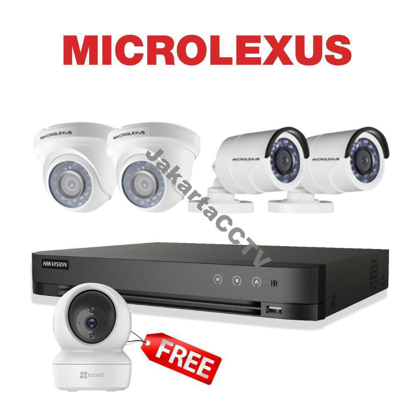Gambar Paket CCTV HDTVI Microlexus 4 Channel  1.0 MP FREE  Ezviz C6N