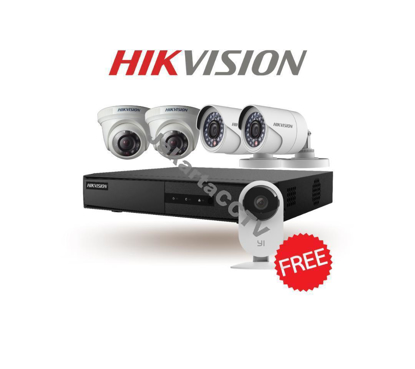 Gambar Paket CCTV HDTVI Hikvision 4 Channel  FREE  Xiaomi Yi home