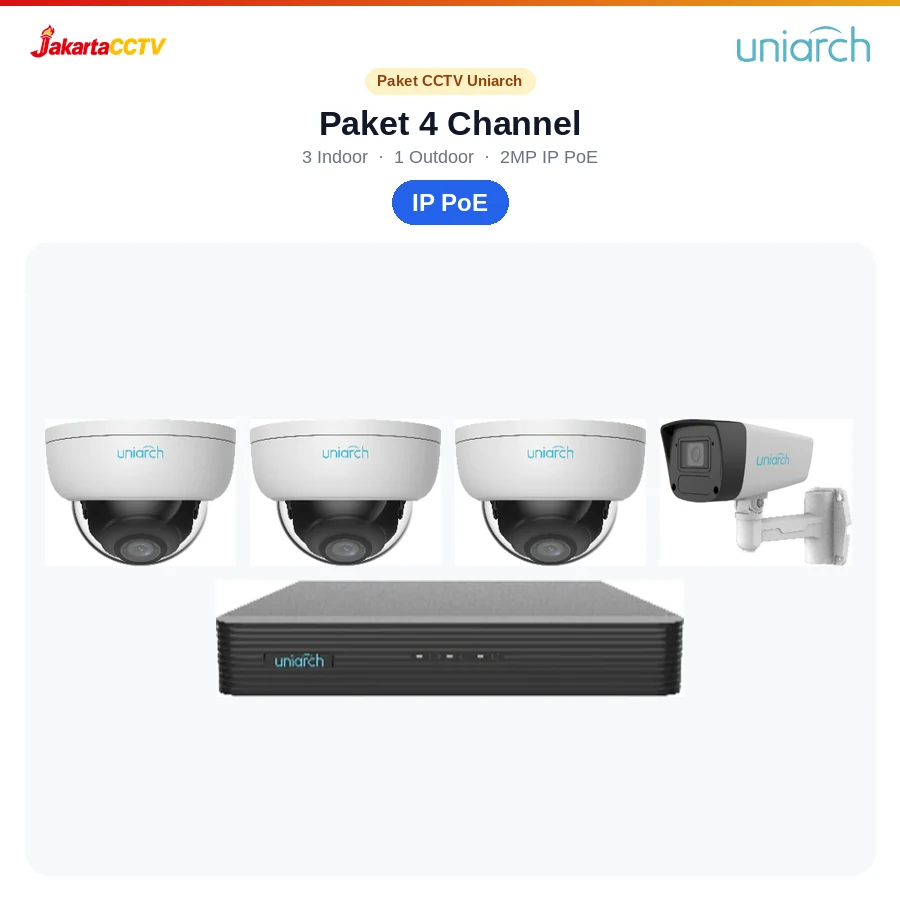 Paket CCTV Uniarch 4 Channel, contoh produk terkait ezviz dan imou