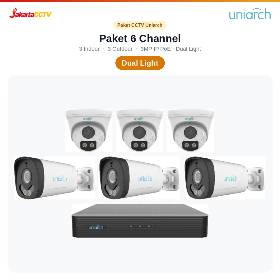 Paket CCTV Uniarch Dual Light 6 Channel