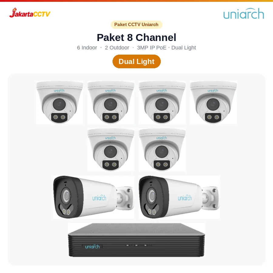 Paket CCTV Uniarch Dual Light 8 Channel
